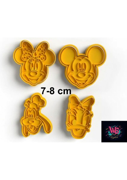 4'lü Mickey Mouse Kurabiye Kalıbı ve Şeker Hamuru Şekillendirici modelleri