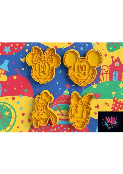 4'lü Mickey Mouse Kurabiye Kalıbı ve Şeker Hamuru Şekillendirici fırsatları
