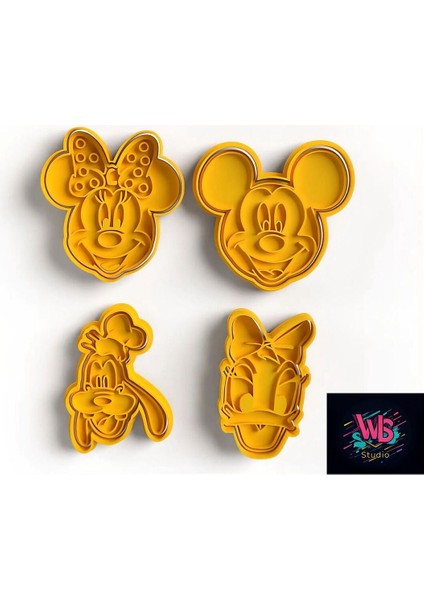 4'lü Mickey Mouse Kurabiye Kalıbı ve Şeker Hamuru Şekillendirici indirimleri