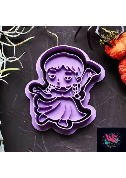 2'li Wednesday Addams ve Thing(El/şey) Kurabiye Kalıbı ve Şeker Hamuru Şekillendirici