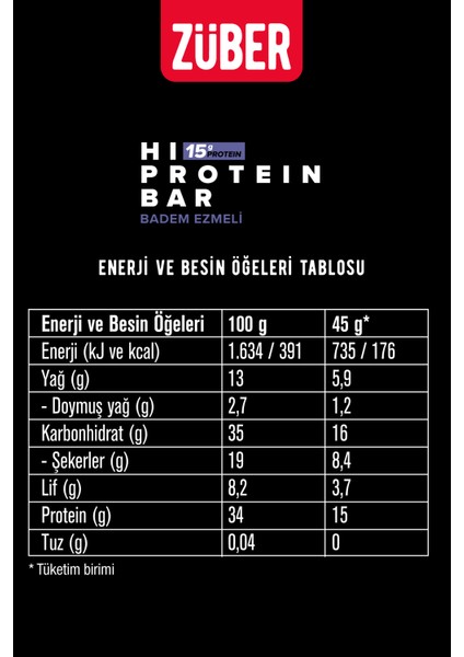 Yüksek Protein Bar Badem Ezmeli 45G x 3 Adet fiyatları