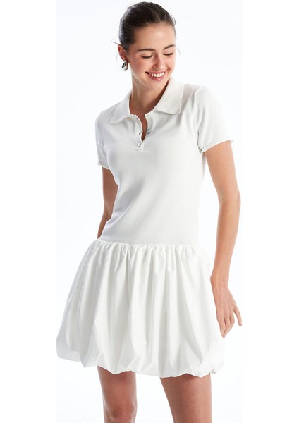Yeni Sezon Polo Yaka Düz Kısa Kollu Triko Elbise fiyatları