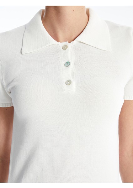 Yeni Sezon Polo Yaka Düz Kısa Kollu Triko Elbise modelleri