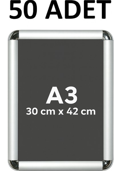 50 Adet A3 Eko Seri Çerçeve Rondo Köşe Aç Kapa Açılır Kapa