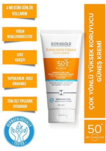 50 Spf Leke Karşıtı, Nem Desteği Çok Yönlü Güneş Kremi Tüm Cilt Tipleri 50 ml fırsatları