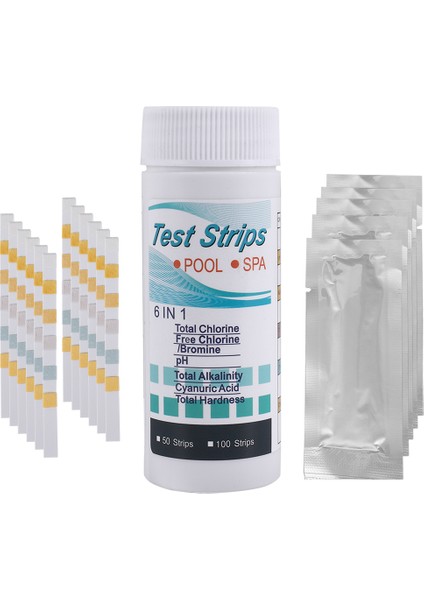 50PCS 6 Arada Yüzme Havuzu Ph Test Kağıdı Konurup Klor Ph Değer Alkalinite Sertlik Testi Şeridi Ph Test Cihazı (Yurt Dışından) fiyatları