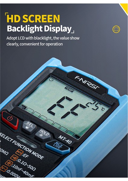 Fnirsi Mt-40 Akıllı Multimetre Elektrikçi Özel Yüksek Hassas Dijital Multimetre Tam Otomatik Sesli (Yurt Dışından)