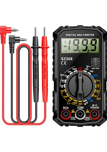 SZ308 Dijital Multimetre Voltaj Direnç Ölçer Ac/dc Akım Sayaç Elektrikçi LCD Arka Işığı Ohm Kare Dalga Testi B (Yurt Dışından)