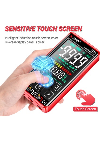 Aneng 621A Dokunmatik Ekran Akıllı Dijital Multimetre 9999 Sayım Otomatik Aralık Şarj Edilebilir Ncv Evrensel Ölçer Ammeter (Kırmızı) (Yurt Dışından) indirimleri