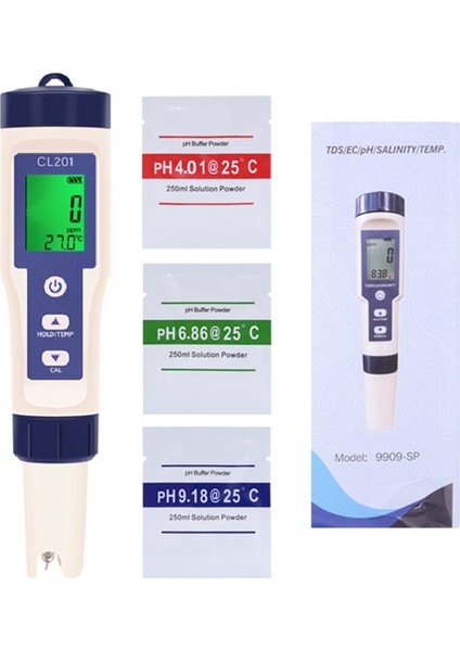 Su Kalitesi Test Cihazı 5 In 1 9909PHTDS Iletkenlik 5 In 1 Su Kalitesi Test Kalemi Su Ürünleri Deniz Tankı Tuzluluk Ölçer (Yurt Dışından)