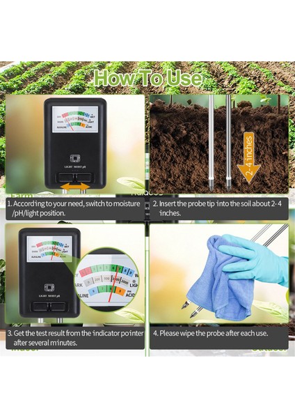3&#39;ü 1 Arada Toprak Ölçer Nem Işığı ve Ph Test Cihazı Kapalı Açık Ev Bitkileri Bahçe Çim Çiftliği Hiçbir Pil Gerekmez Siyah (Yurt Dışından) fırsatları