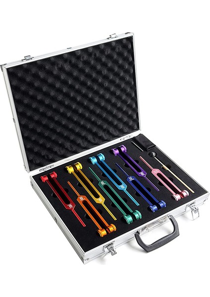 Çakra Tuning Çatal Şifa, Ses Terapisi, Vücut Tutma, Kauçuk Mallet, Anahtar, Temizlik Bezi ve Alüminyum Kutusu (Yurt Dışından)