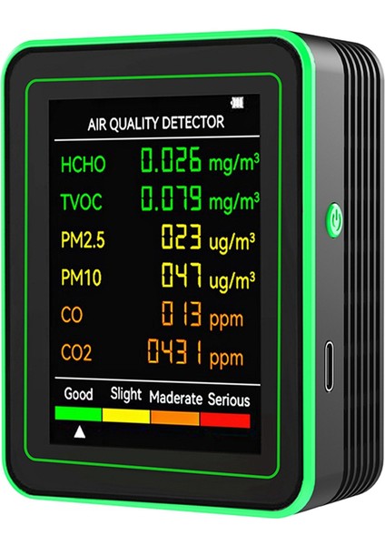 Hava Kalitesi Dedektörü 6 Arada 1 Dedektör Hcho Tvoc Co2 Co PM10 Pm2.5 Metre Gazlar Akıllı Siyah Algılayan (Yurt Dışından) fırsatları