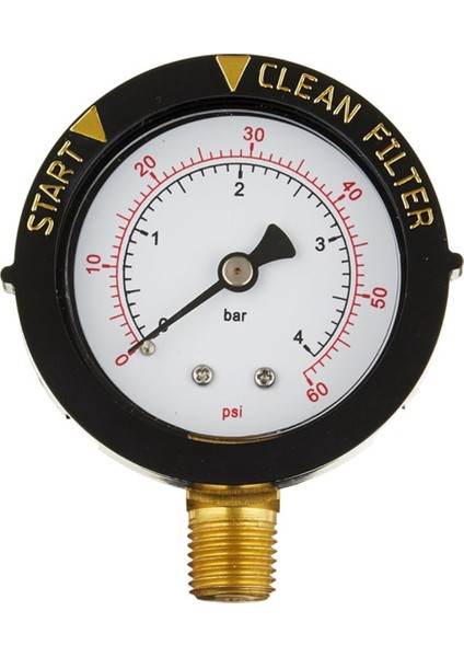 190058 Basınç Göstergesi 0-60 Psi, 1/4 Inç Npt Alt Montaj Yüzme Havuzu ile Filtre Su Basınç Göstergesi Başlatın ve Temizleyin (Yurt Dışından)