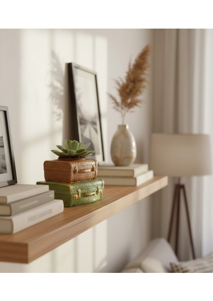 Vintage Çift Bavul Saksı- Masaüstü Düzenleyici- Dekoratif Bavul Saksı Yeşil-Kahve 12*8