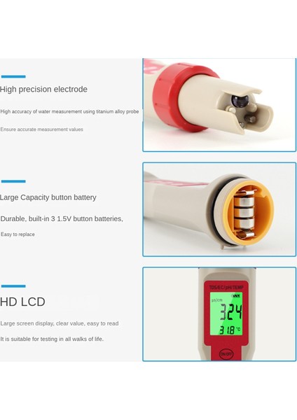4&#39;ü Dijital Su Kalitesi Test Cihazı Ph/tds/ec/sıcaklık Ölçer Havuzlar Akvaryumlar Içme Suyu (Yurt Dışından)