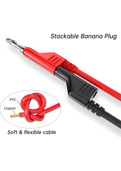 P1036 5pcs 4mm Bakır Muz Fişi Muz Fiş Multimetre Test Uçları Yumuşak Pvc Kablosu 1m Tel 1000V 15A (Yurt Dışından) modelleri