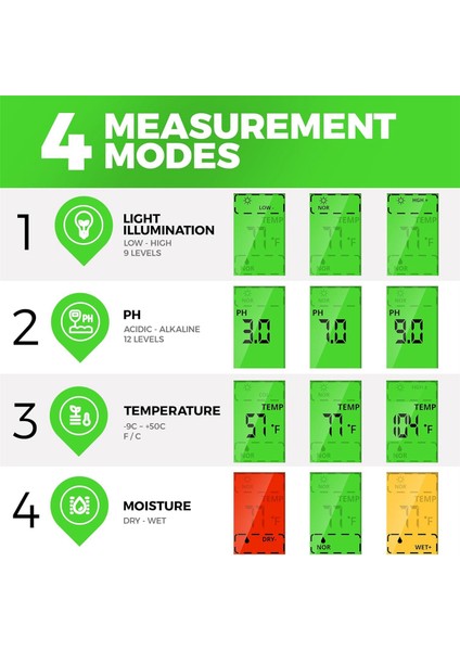 5-1 Arada Toprak Nem Ölçer, Çevre Aydınlatması/güneş Işığı Yoğunluğu, Toprak Sıcaklığı Değeri, Toprak Nem Içeriği (Yurt Dışından) indirimleri