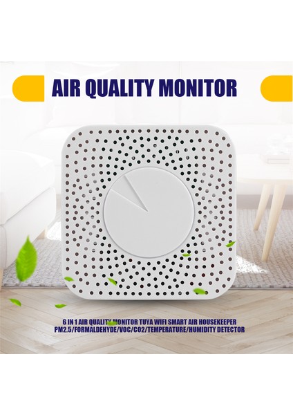 6 Arada 1 Hava Kalitesi Monitörü Tuya Wifi Akıllı Hava Temizlikçisi Pm2.5/formaldehit/voc/co2/sıcaklık/nem Dedektörü (Yurt Dışından) fırsatları