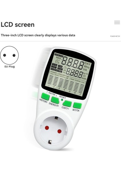 Dijital LCD Enerji Ölçer Wattmetre Watte Electricity Kwh Güç Ölçer Ölçüm Ölçüm Outlet Güç Analizörü Ab Fişi (Yurt Dışından) indirimleri