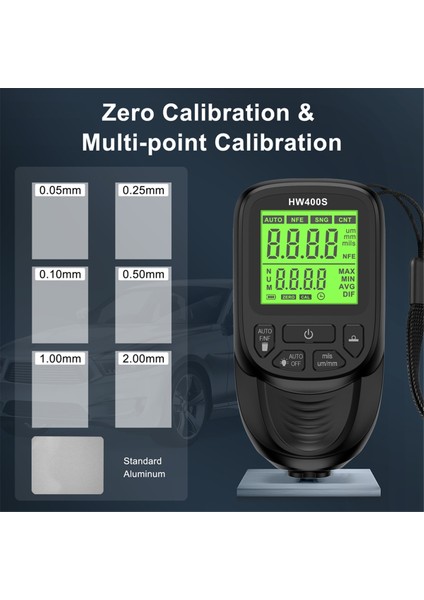 Dijital Araba Boya Kalınlığı Göstergesi HW400S Kaplama Kalınlık Metre Otomotiv Kaplama Ölçüm Cihazı Siyah (Yurt Dışından) indirimleri