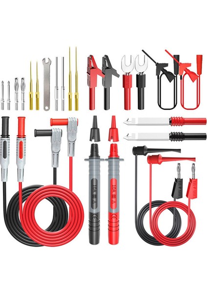 P1308D 25PCS Multimetre Silikon Test Kurşun Kiti Değiştirilebilir Iğne Spanner Timsah Klibi 4mm Muz Fiş (Yurt Dışından)