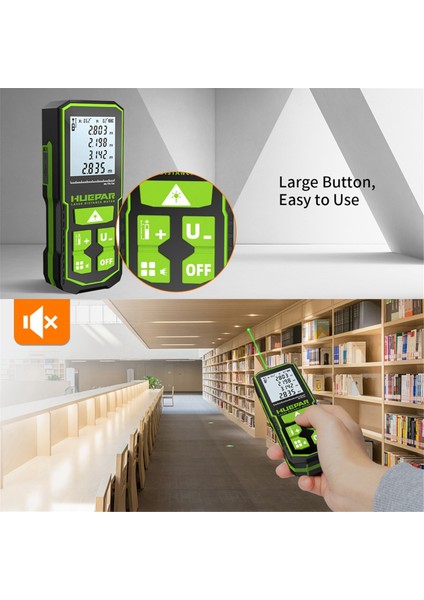 Huepar Dijital Yeşil Lazer Mesafe Ölçer 100M Laser Bant Memperi LCD Açı Sensörü Ölçüm Araçları (Yurt Dışından) fırsatları
