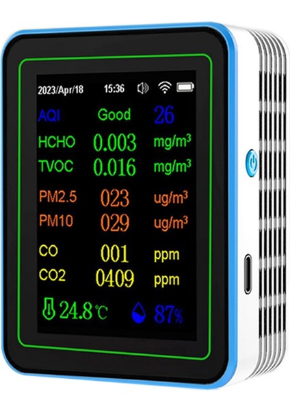 Tuya Wifi 12 In 1 Hava Kalitesi Monitör Çok Fonksiyonlu Pm2.5 Aqi PM1O Hcho Tvoc Co Co2 Ekran Ekran Hava Dedektörü Beyaz (Yurt Dışından) indirimleri