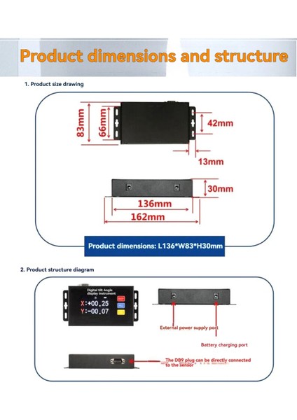 Ayrılabilir Yüksek Hassasiyetli Eğim, El Açısı Dijital Ekran Enstrümanı, Üç Boyutlu Açı 0 ° -60 ° (Yurt Dışından) fırsatları