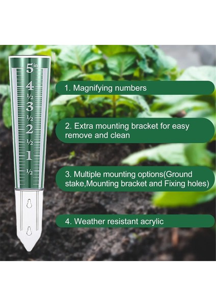 5 Inç Kapasiteli Yağmur Göstergesi Büyütülmüş Ölçekli Dış Mekan Yağmur Ölçer ve Bahçe Veranda Avlusu 2 Paketi Yeşil (Yurt Dışından) indirimleri