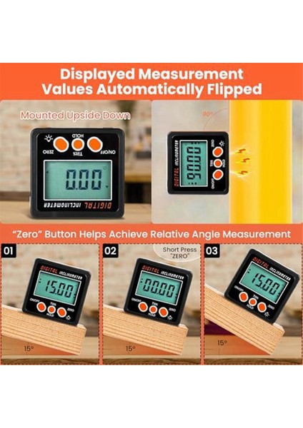 Dijital Açı Bulucu, Dijital Açı Cetveli ve Dijital Açı Göstergesi, 8 INÇ/200 mm 0-360 Derece LED Dijital Önsöz (Yurt Dışından) fırsatları