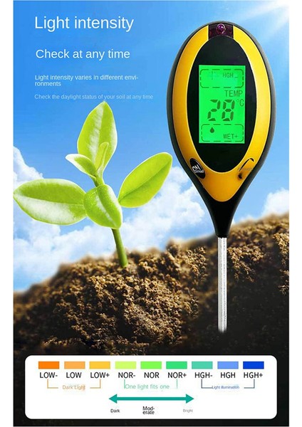 4 Aradan 1 Toprak Ph Metre Nem/sıcaklık/toprak Ph Test Cihazı Güneş Işığı Yoğunluk Ölçer Bahçecilik Bitkileri Backli ile Tarım (Yurt Dışından) indirimleri