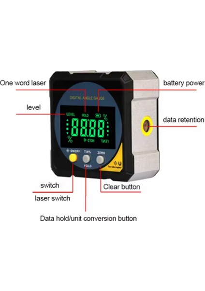 Dijital Lazer Protraktör Inklinometre Lazer Inklinometre Seviye Açısı Bulucu Goniyometre Mıknatıs Yatma Tilt Ölçüm Aracı (Yurt Dışından) fiyatları