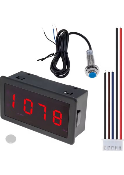 Rpm Hız Ölçer 4 Dijital LED Ekran Taşometresi Motor Yüksek Hassasiyeti Salon Yakınlık Anahtarı Sensörü (Yurt Dışından)