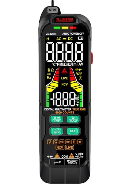 Zlljmetre Smart Multimetre Dijital Ac Dc Akım Voltaj Dedektörü Kalem Kapasitans Temp Otomatik Aralık Test Menimetresi ZL126B (Yurt Dışından) fırsatları