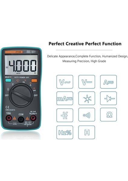 Bıde ZT100 Dijital Multimetre 4000 Sayım Dc/ac Voltaj Akım Kapasitans Hz Diyot Ohm Test Cihazı Ampermetre Voltmetre (Yurt Dışından) indirimleri