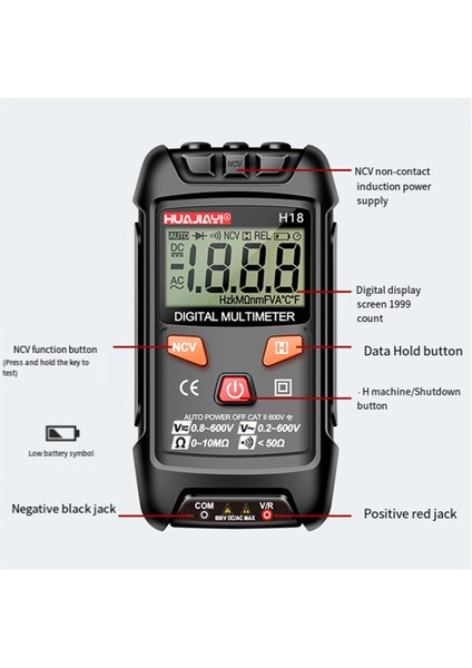 Huajiayi H18 Mini Dijital Multimetre Ac/dc Voltaj Metre 1999 Multimetro Ohm Ncv Elektrik Araçları Kırmızı (Yurt Dışından) modelleri