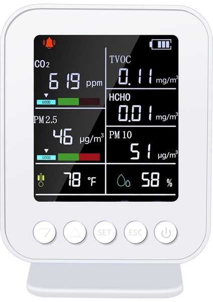 Hava Kalitesi Ölçer 7 Arada 1 Pm2.5 PM10 Karbonik Oksit Karbon Dioksit Tvoc Hcho Test Merkezi Tft Karbon Dioksit Dedektörü (Yurt Dışından) fırsatları