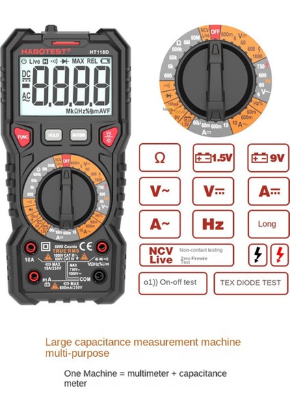 Habotest HT118A/C/D Çift Arka Işığı Otomatik Dijital Ekranlı Yüksek Hassas Profesyonel Dijital Multimetre (Yurt Dışından) fırsatları