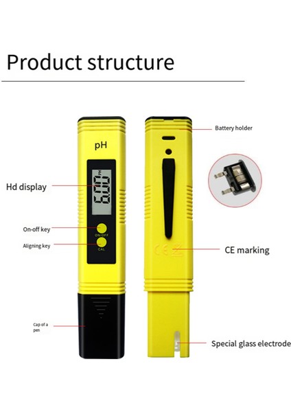 Sarı Ph Değer Testi Kalemi, Ph Test Cihazı 0.01 Yüksek Hassasiyetli Su Kalitesi Test Cihazı, Ölçüm Aralığı 0-14 Ph (Yurt Dışından) modelleri