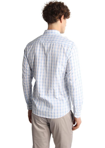 Mavi Dynamic Fit Düğmeli Yaka Ekose Uzun Kollu Cepsiz %100 Pamuk Gömlek indirimleri