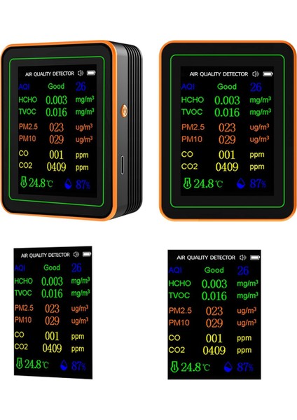 10 Arada 1 Hava Kalitesi Monitör Aqı Hcho Tvoc Pm2.5 PM10 Co2 Co2 Sıcaklık ve Nem Test Cihazı Karbon Dioksit Dedektörü Siyah (Yurt Dışından) fırsatları