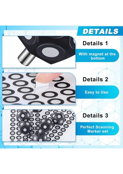 6 Pcs Çok Açılı Marker Seti 100 Point 3D Tarayıcı Işaretçileri Dot Stacters Tarama Sprey-Karar Turnifi 6mm Dot (Yurt Dışından) modelleri