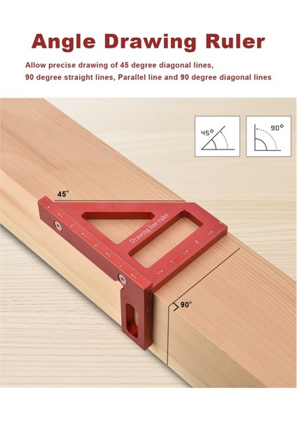 Çok Açılı Ölçüm Cetveli, 45/90 Derece Alüminyum Alaşım Ahşap Işleme Kare Prensör, Mıter Üçgen Cetvel Mavisi (Yurt Dışından) fırsatları