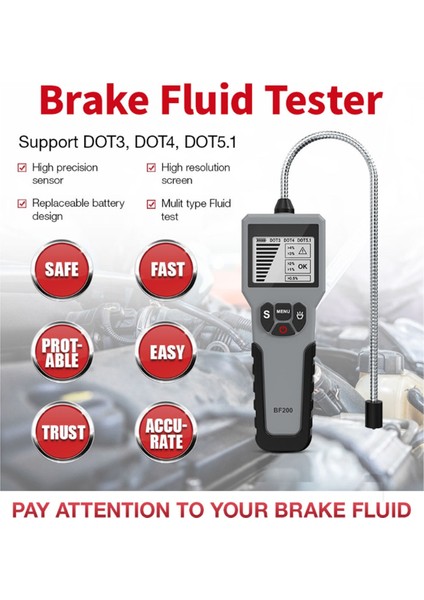 BF200 Fren Sıvısı Test Cihazı Fren Sıvı Nem Test Cihazı Fren Sıvı Test Çubuğu (Yurt Dışından) modelleri