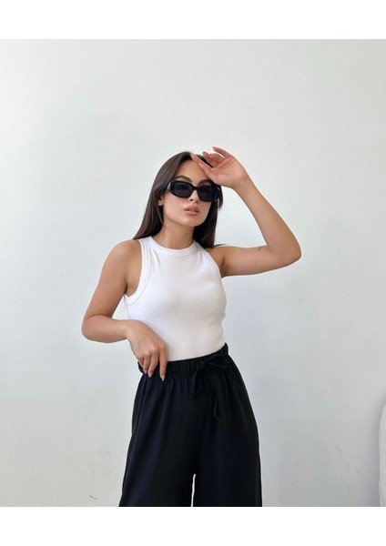 Kaşkorse Halter Yaka Beyaz Atlet Badi