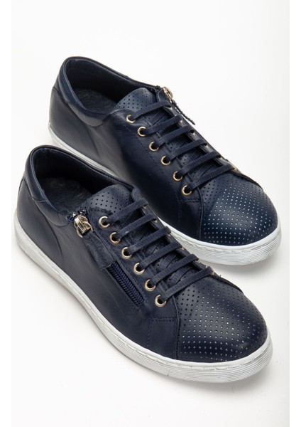 Kadın Lacivert Hakiki Deri Delikli Spor Ayakkabı fiyatları
