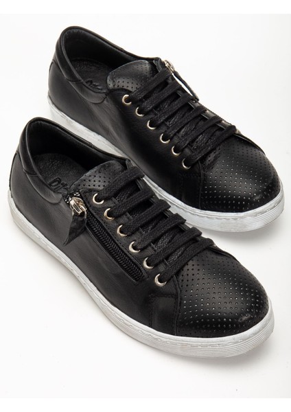 Kadın Siyah Hakiki Deri Delikli Spor Ayakkabı fiyatları