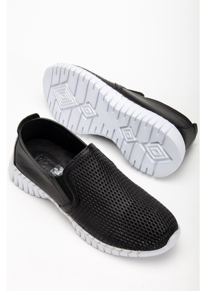 Kadın Ortopedik Siyah Hakiki Deri Spor Ayakkabı