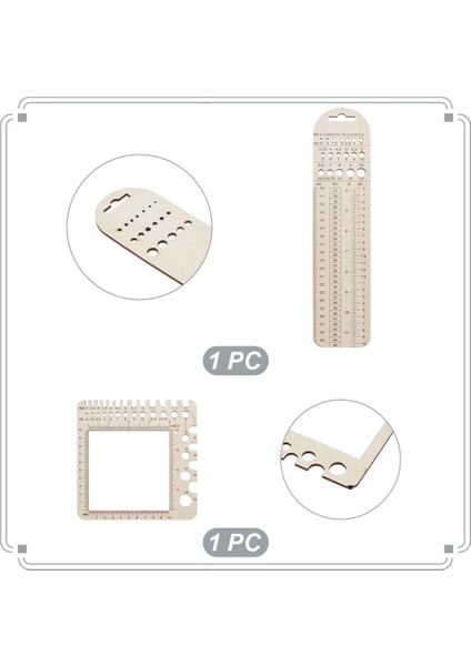 2 Adet Ahşap Örgü Gösterge Cetvelleri, Örme Iğne Göstergesi Kumaş Kapitone Cetvel Dikiş Için Ölçüm Aracı Tığ Işi Aksesuarları (Yurt Dışından) fiyatları